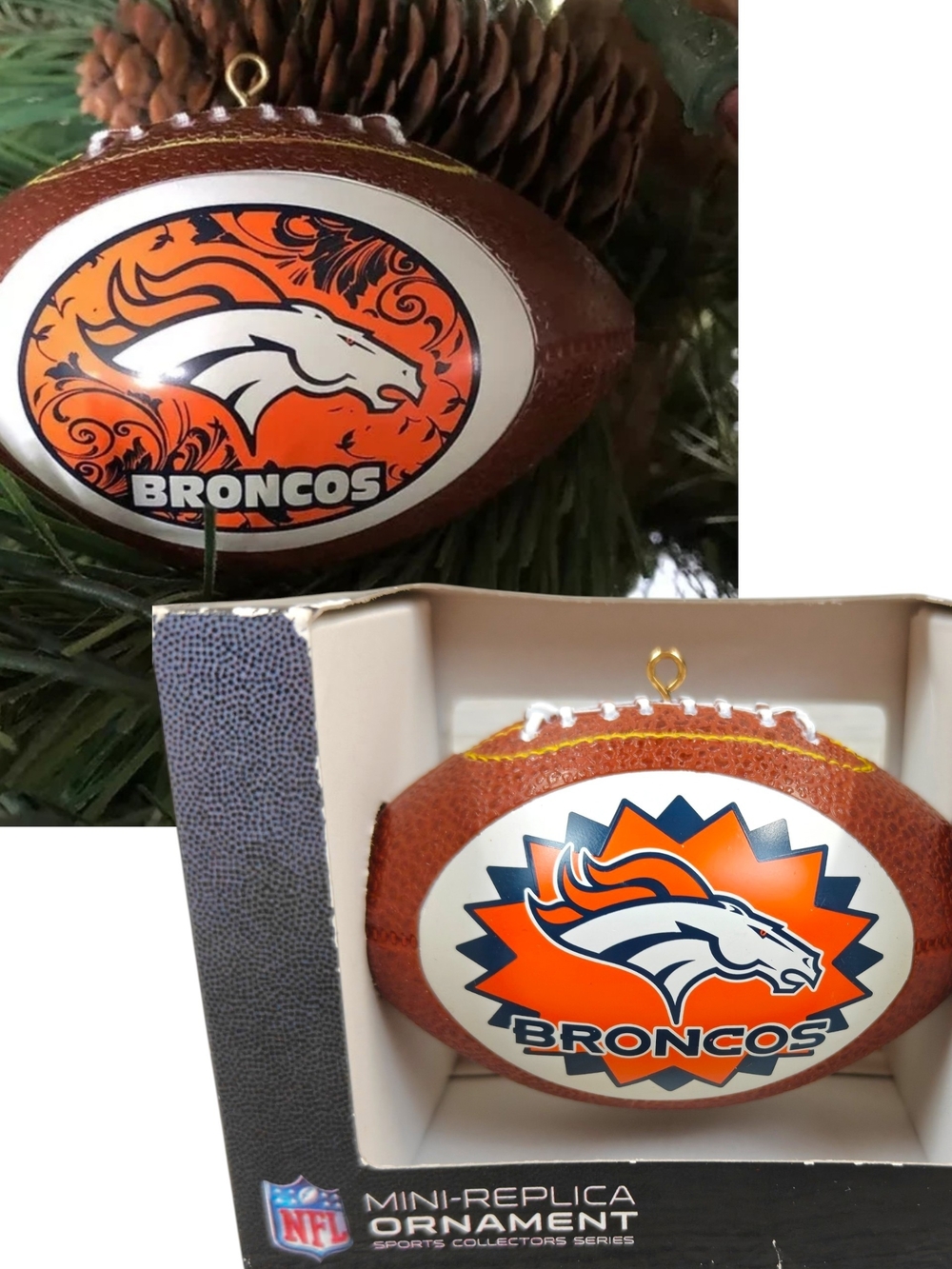 NFL Denver Broncos 4" Mini Replica Football Ornament